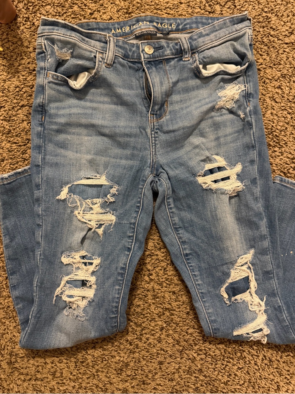 American Eagle Outfitters Light Blue Ripped Skinny Jeans